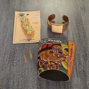 Ed Hardy by Christian Audigier +Vintage Butterfly buckle + Avon Bracelet